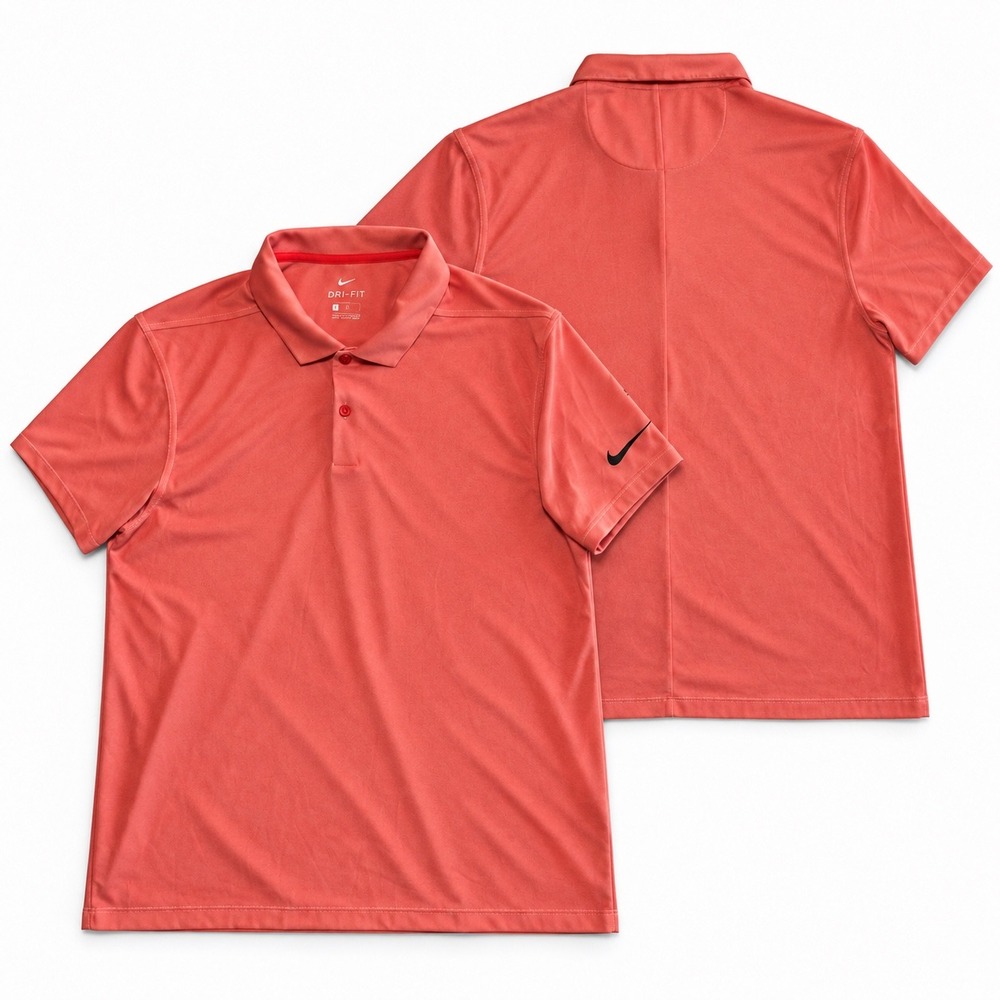 Y2K 90s stripe Nike golf polo athletic shirt drifit coral embroidered logo large